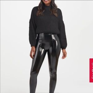 Spanx Black Faux Patent Leather Leggings small
